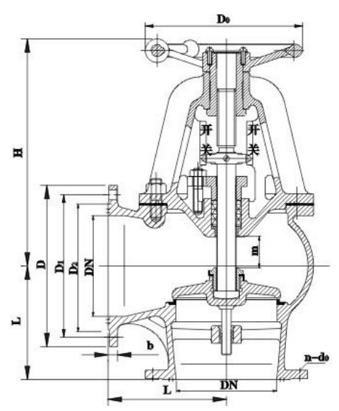 Drawing of GB T11692 Bronze Suction Sea Valve.png